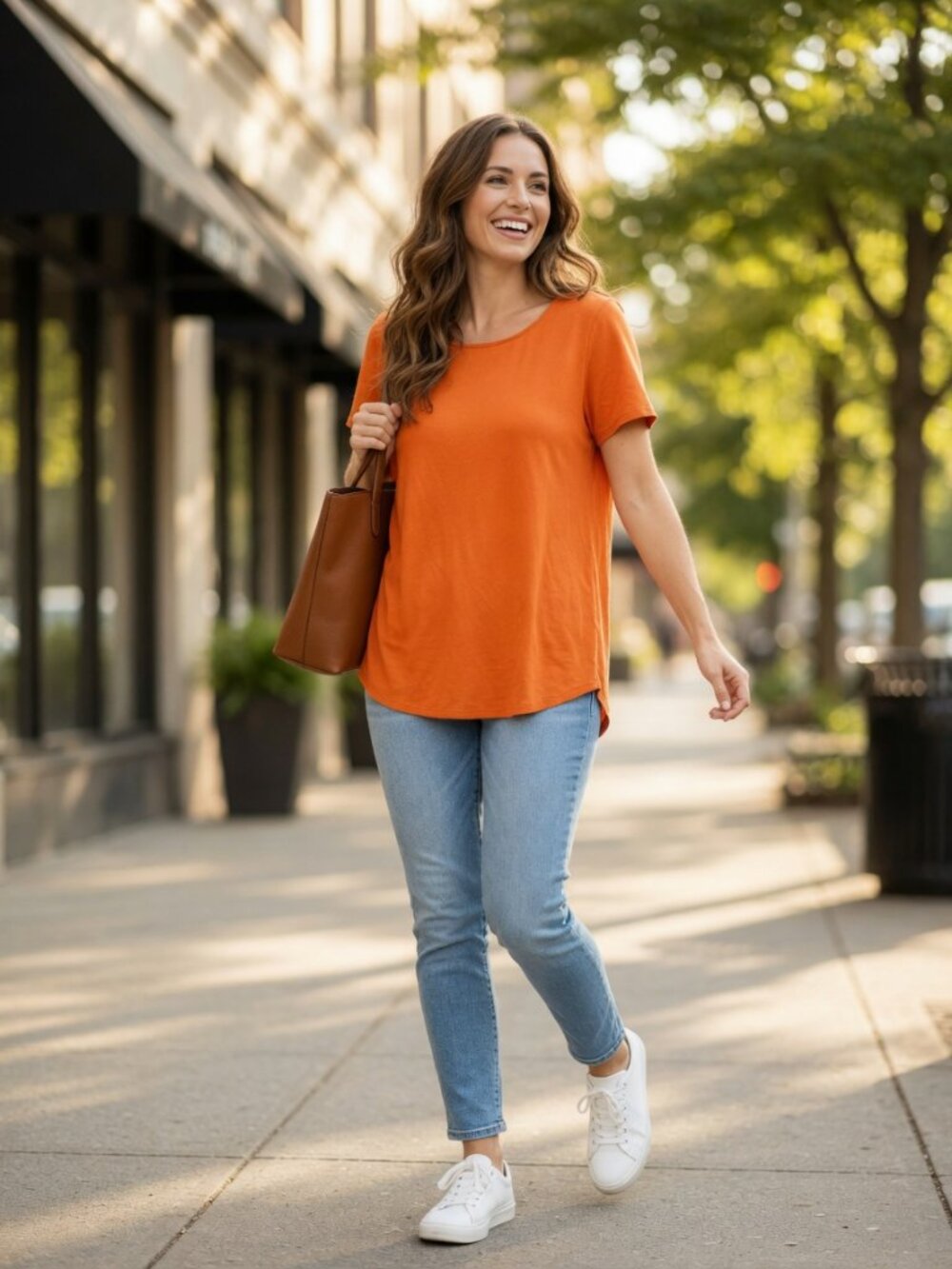 Orange Short Sleeve Casual Top | Bright Summer Boutique Tee | Relaxed Everyday B